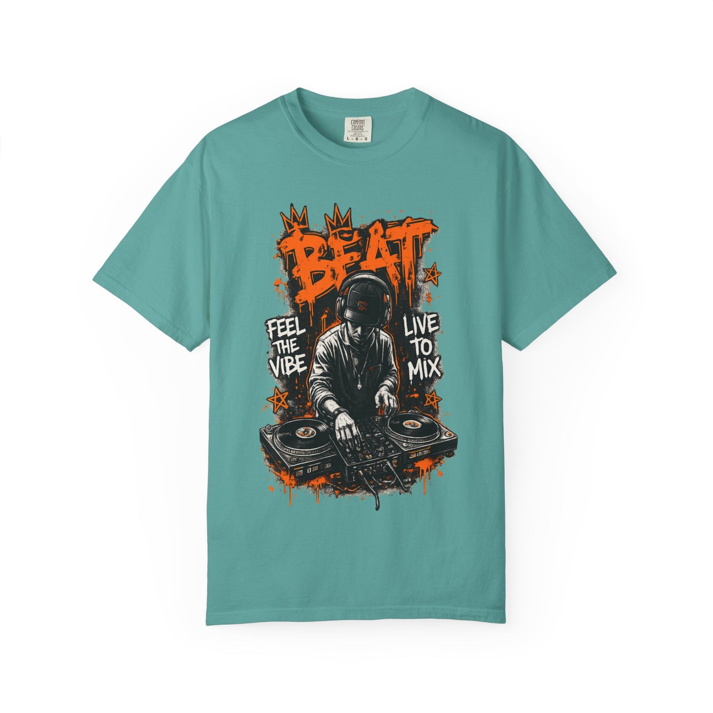 DJ Graffiti Tee – "Beat: Feel the Vibe, Live to Mix" Music Producer T-Shirt