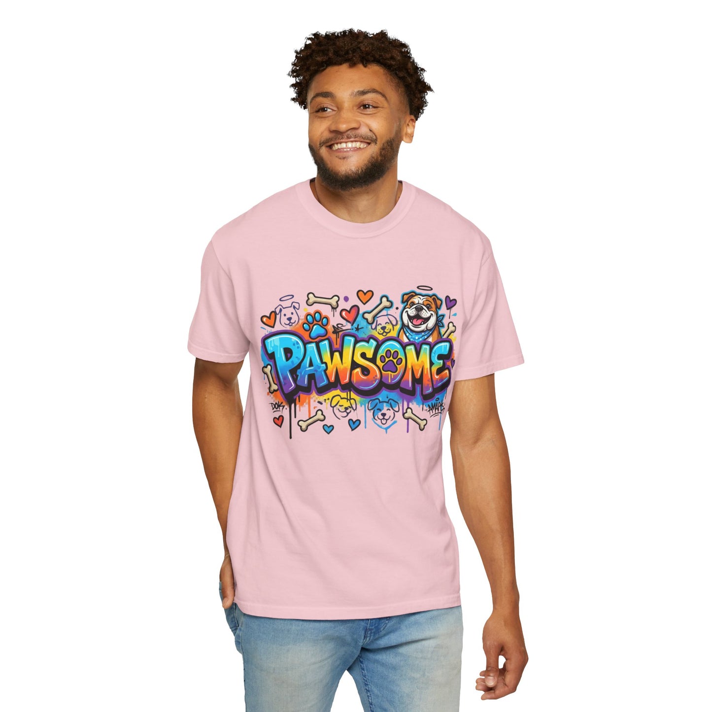 Pawsome Graffiti Dog T-Shirt — Colorful Pet Lover Tee