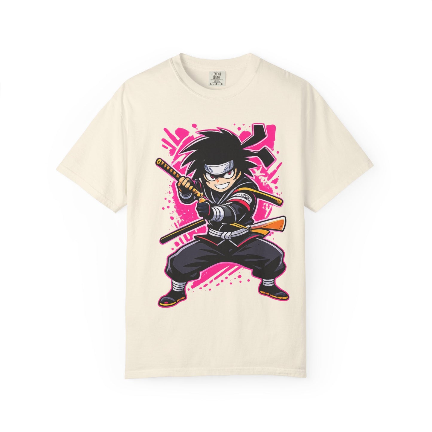Ninja Warrior Graphic T-Shirt — Fierce Samurai Cartoon Tee for Anime Fans