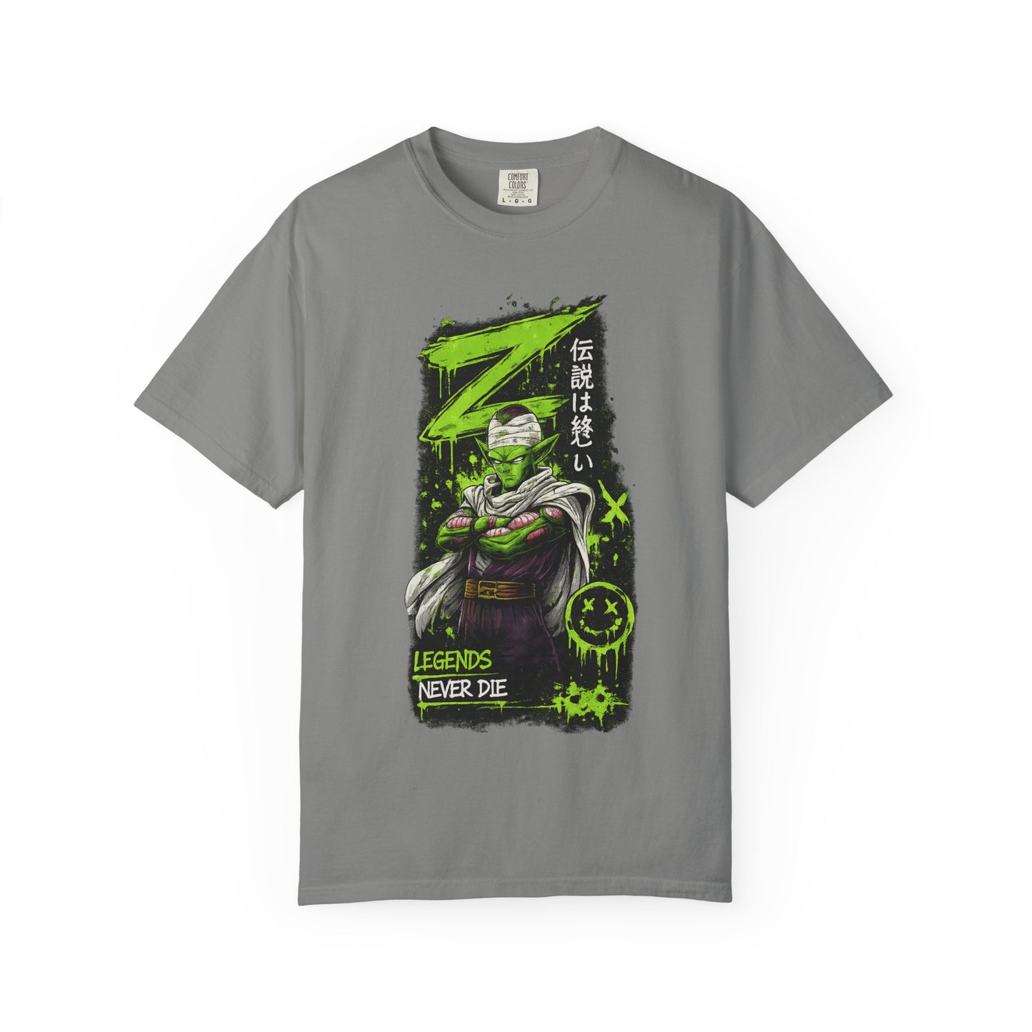Dragon Warrior Graphic T-Shirt — "Legends Never Die" Neon Green Anime Design