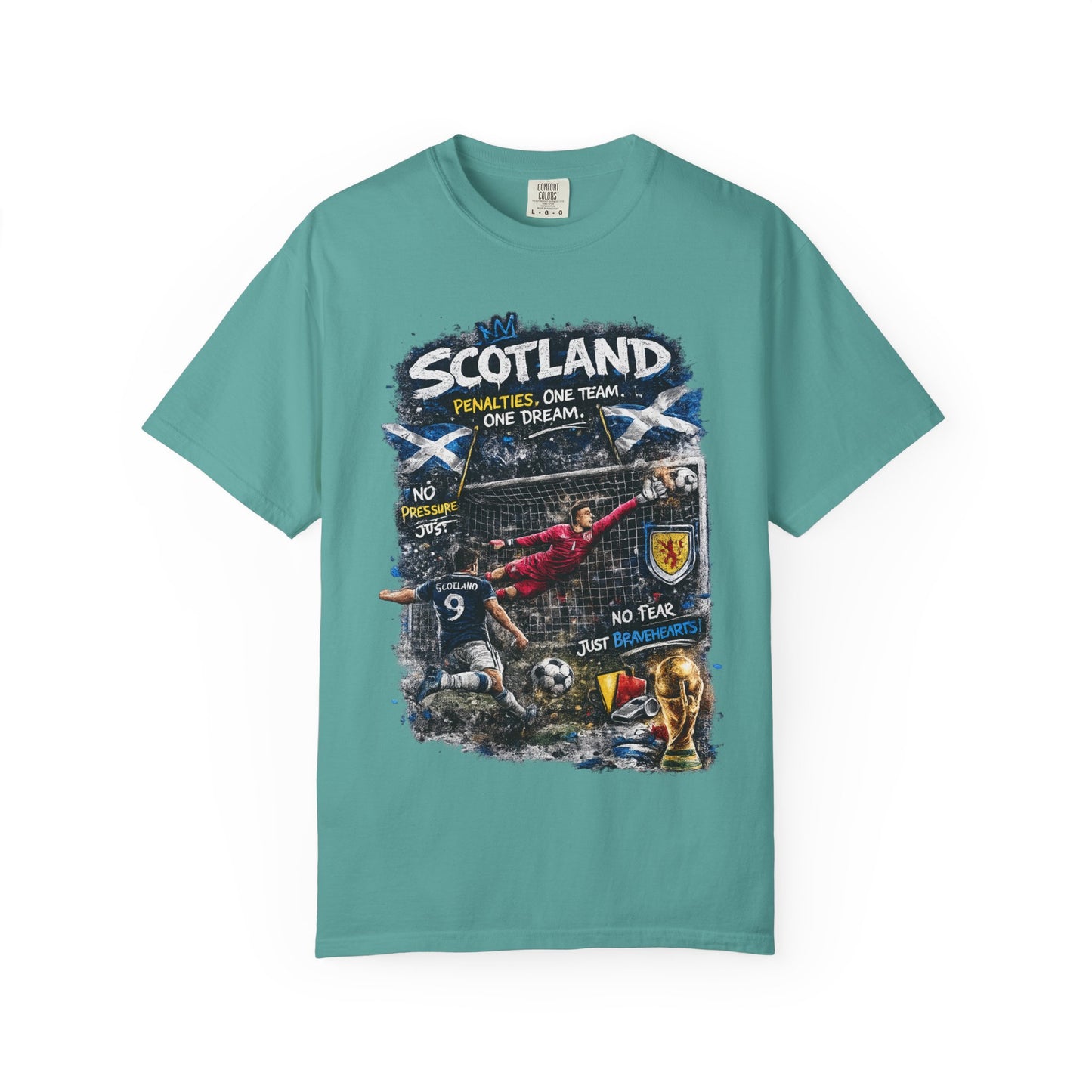 Scotland Football Montage T-shirt | Soccer Scottish Crest, Goalkeeper Dive