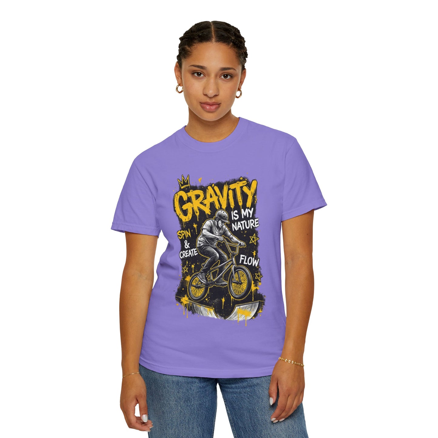 Gravity Is My Nature BMX T-Shirt — Spin, Create & Flow Graphic Tee
