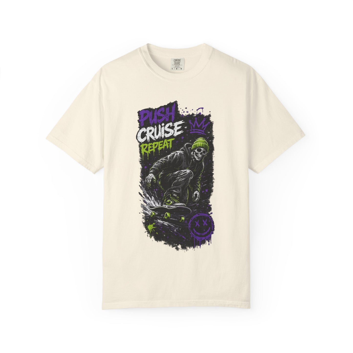 Skater Skull 'Push Cruise Repeat' T‑Shirt
