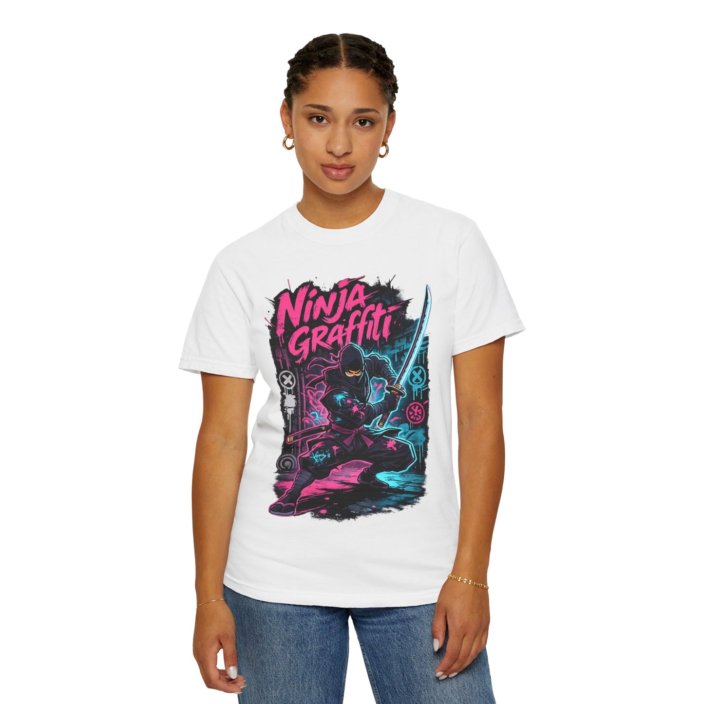Ninja Graffiti T-Shirt — Neon Samurai Street Art Tee