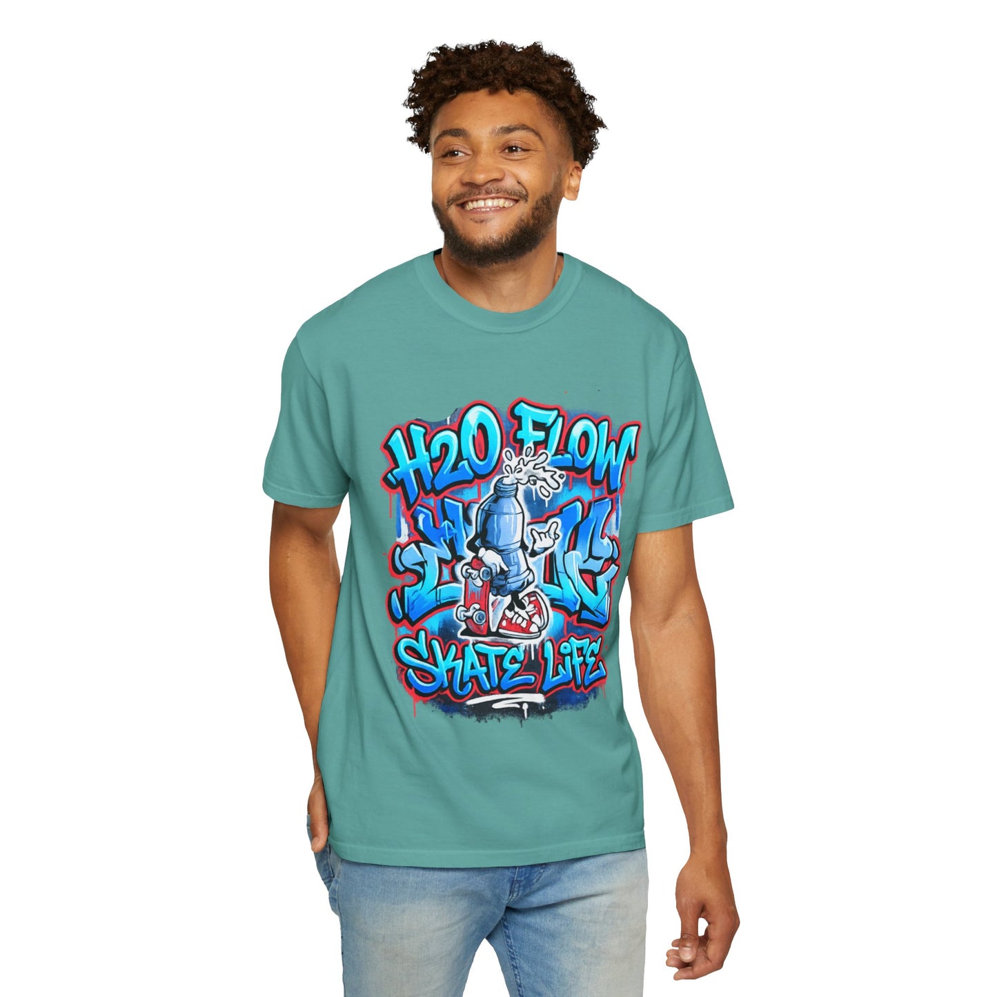 H2O Flow Skate Life T-Shirt | Graffiti Soda Can Skateboard Design
