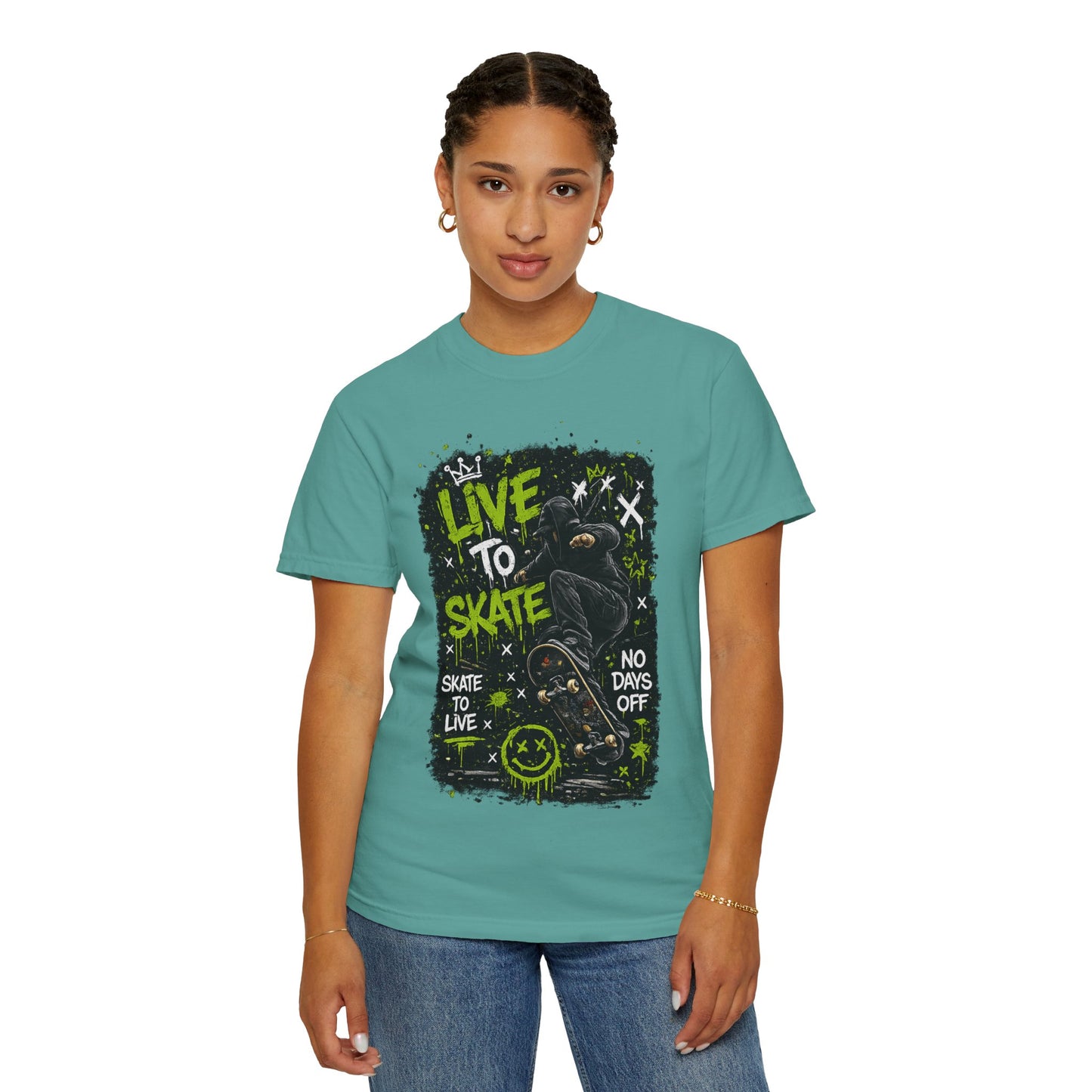 Live to Skate Graphic T-Shirt – Skateboarder Streetwear Tee