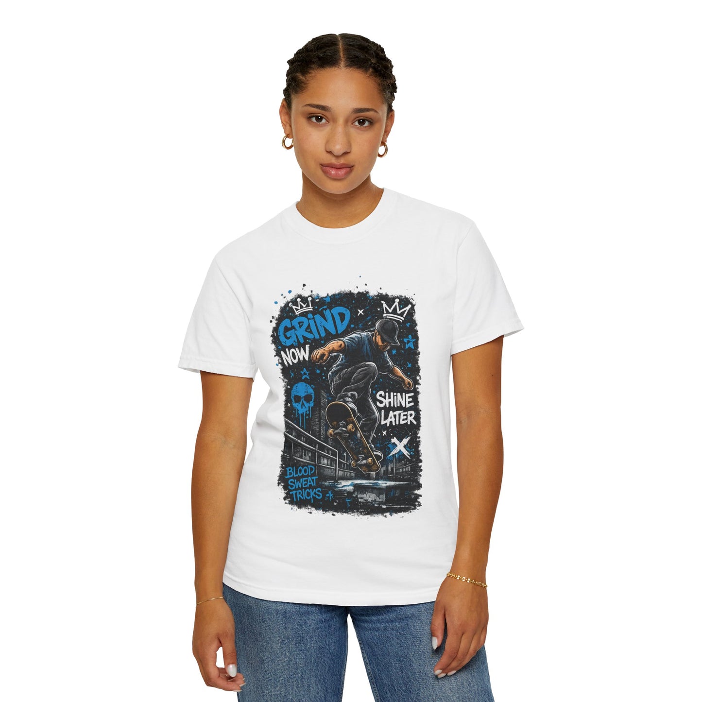 Skate Grind Now Tee — 'Grind Now Shine Later' Skateboard Graphic T-Shirt
