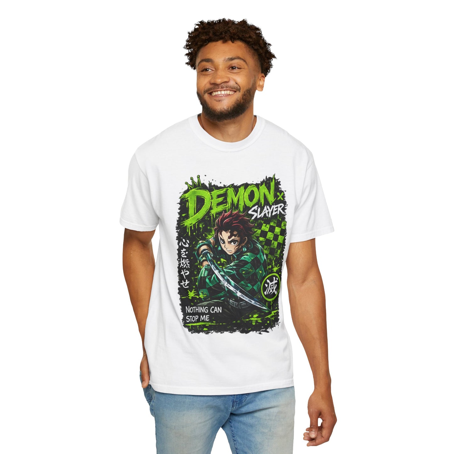 Demon Slayer Graphic T-Shirt — 'Nothing Can Stop Me' Anime Hero Tee