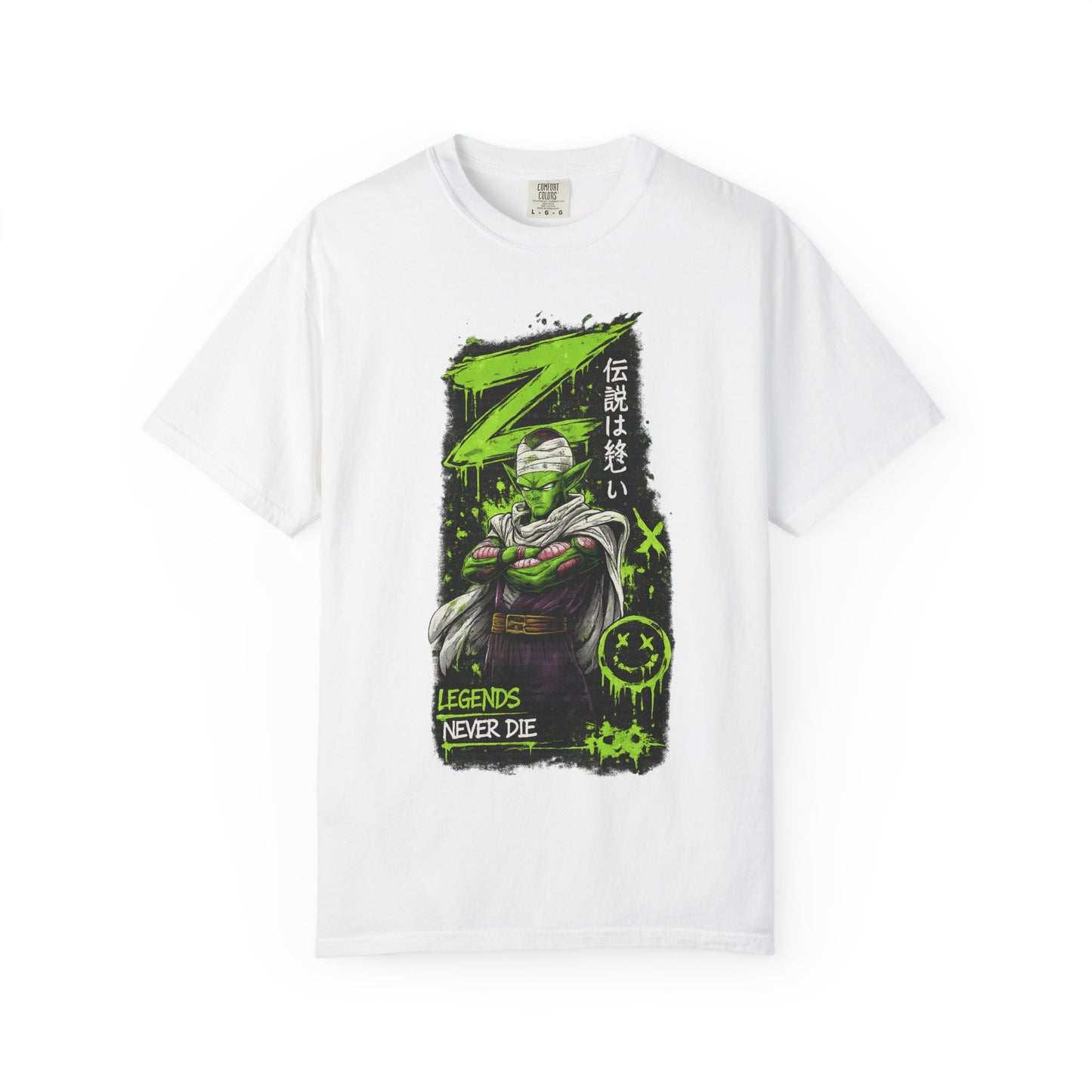 Dragon Warrior Graphic T-Shirt — "Legends Never Die" Neon Green Anime Design