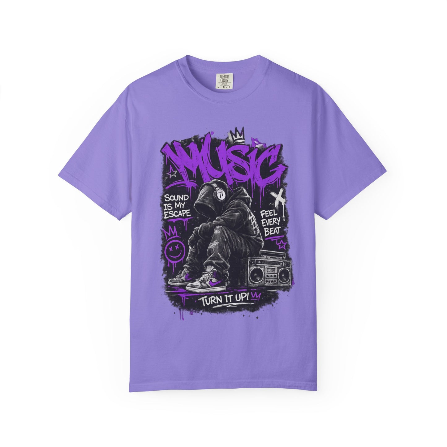 Music Graffiti Streetwear T-Shirt | Hip Hop Boombox Illustration