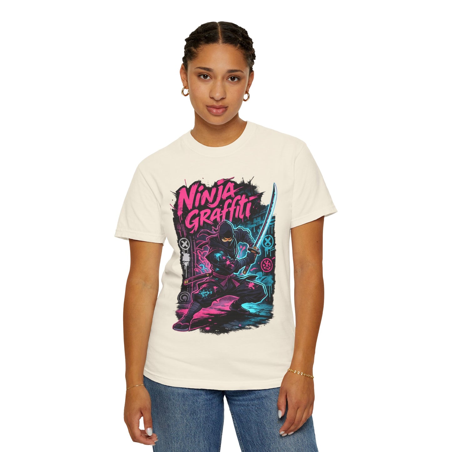 Ninja Graffiti T-Shirt — Neon Samurai Street Art Tee