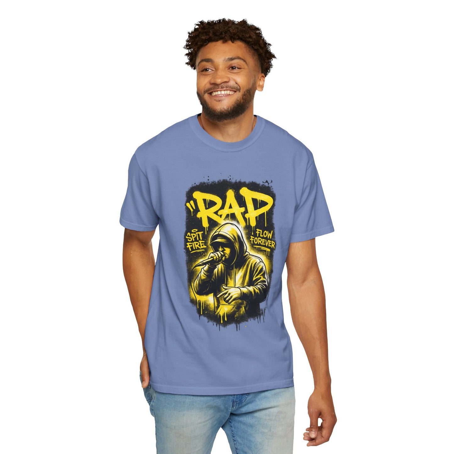 Rap Microphone Graphic T-Shirt — Spit Fire Flow Forever Hip Hop Tee