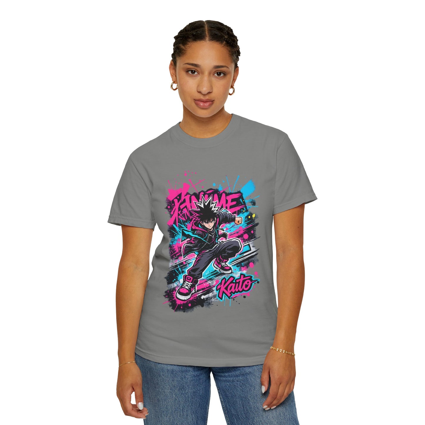 Skater Kaito Graphic T-Shirt — Neon Anime Streetwear