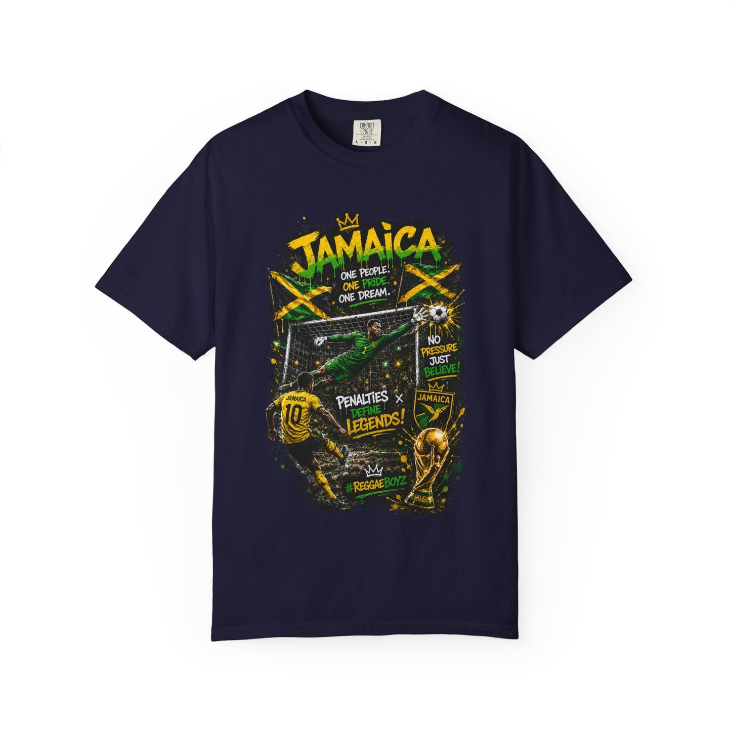 Jamaica Football Soccer Poster T-Shirt | Reggae Pride, Flag Colors