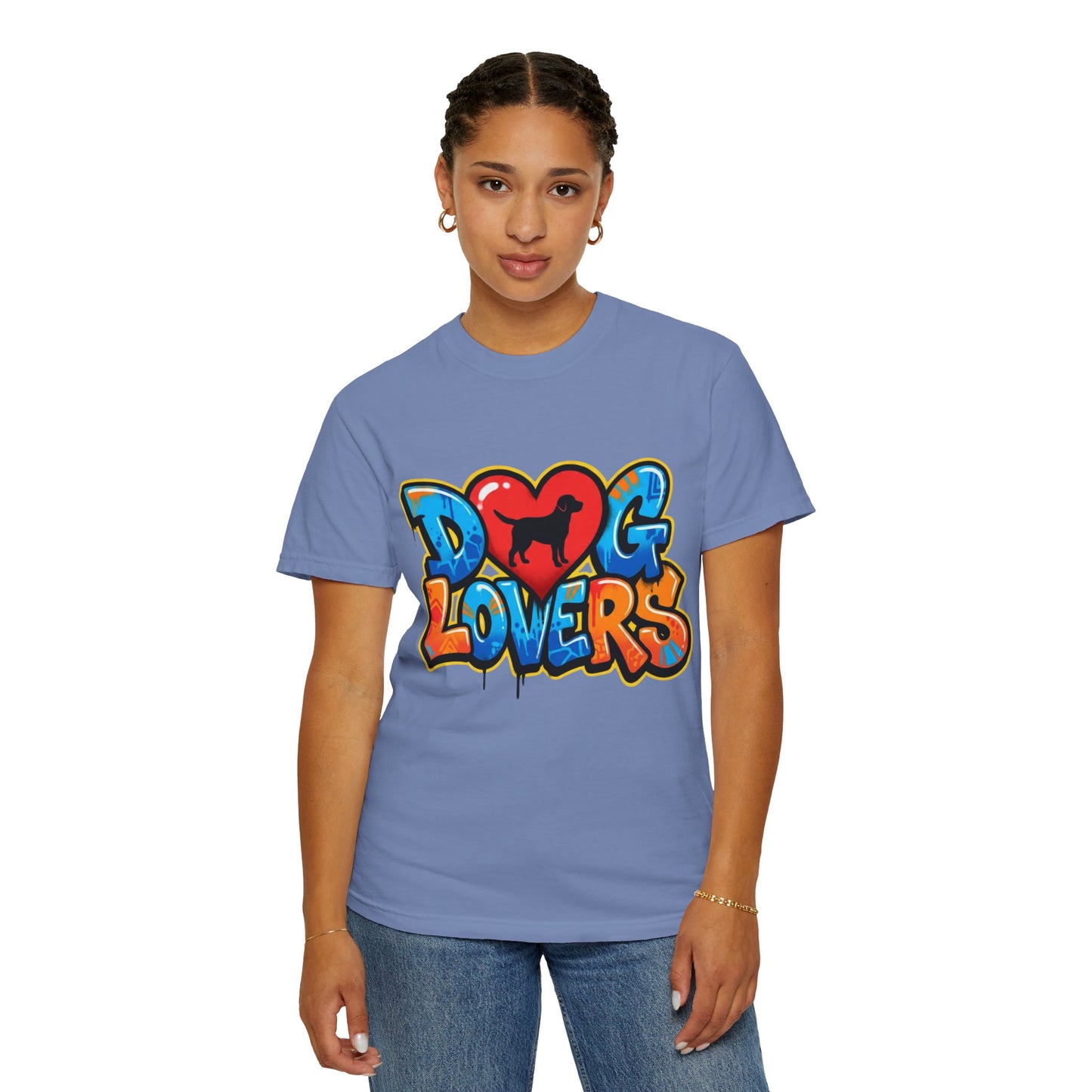 Dog Lovers Graffiti T-Shirt — Heart & Silhouette Pet Lover Tee