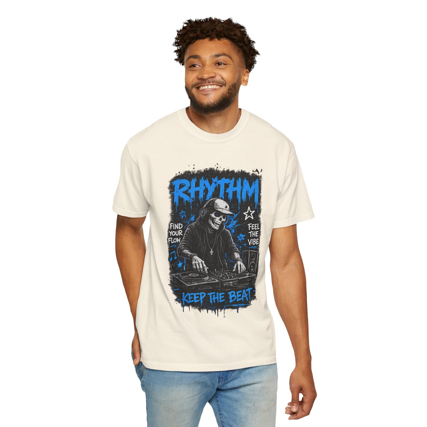 Rhythm DJ Skull Keep The Beat T-Shirt | Music Graphic Tee