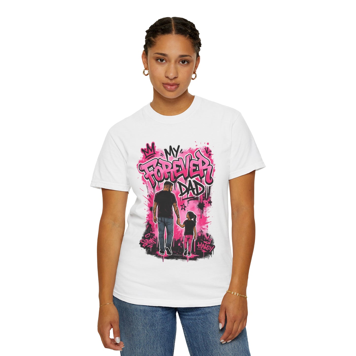 My Forever Dad graffiti father daughter T-Shirt | silhouette, pink spraypaint