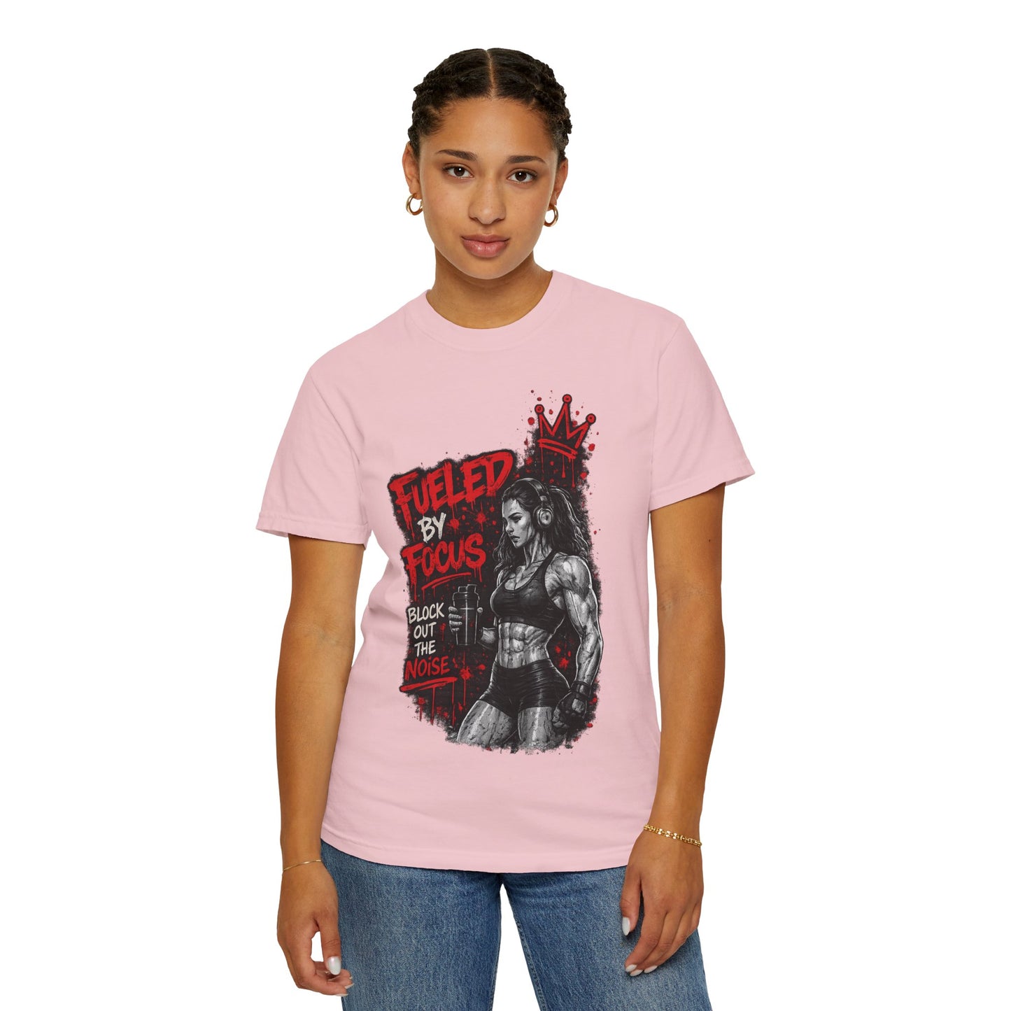 Fueled by Focus T-Shirt — Women’s Fitness Graphic Tee ("Block Out the Noise")