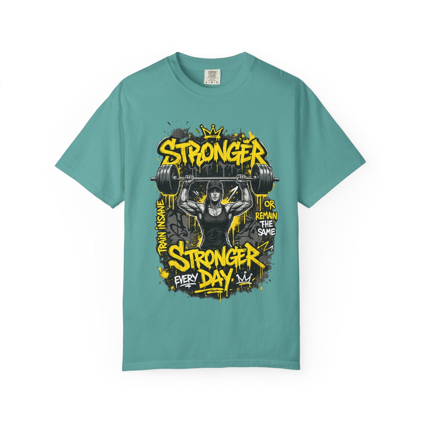 Stronger Every Day weightlifter graphic tee