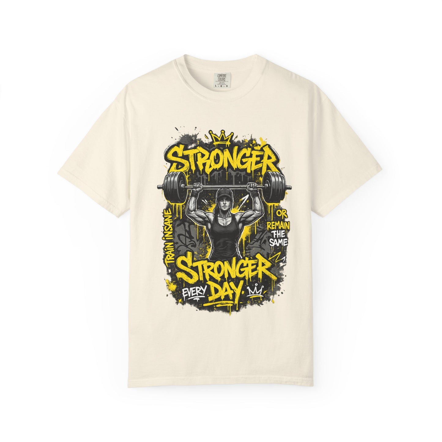 Stronger Every Day weightlifter graphic tee