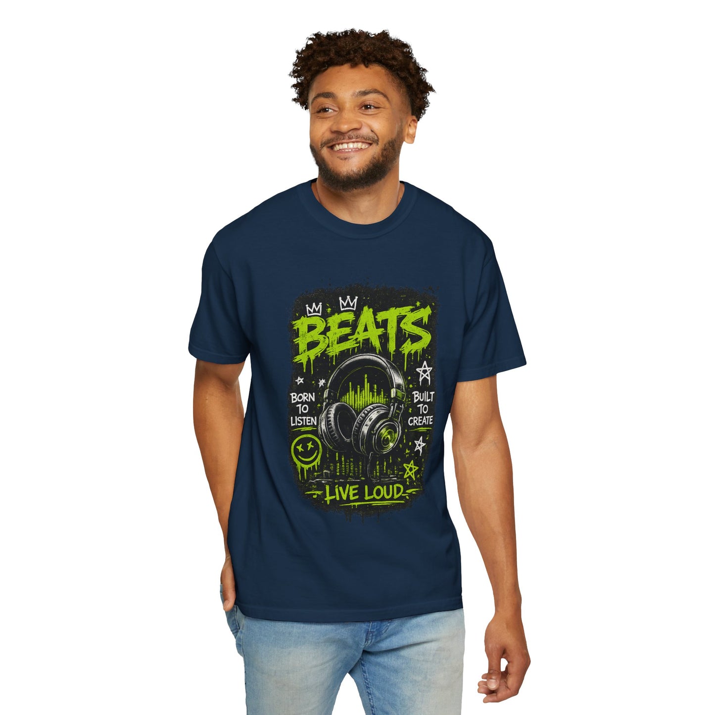 Beats Headphones Live Loud T-shirt | Music Graphic Tee, Neon Green