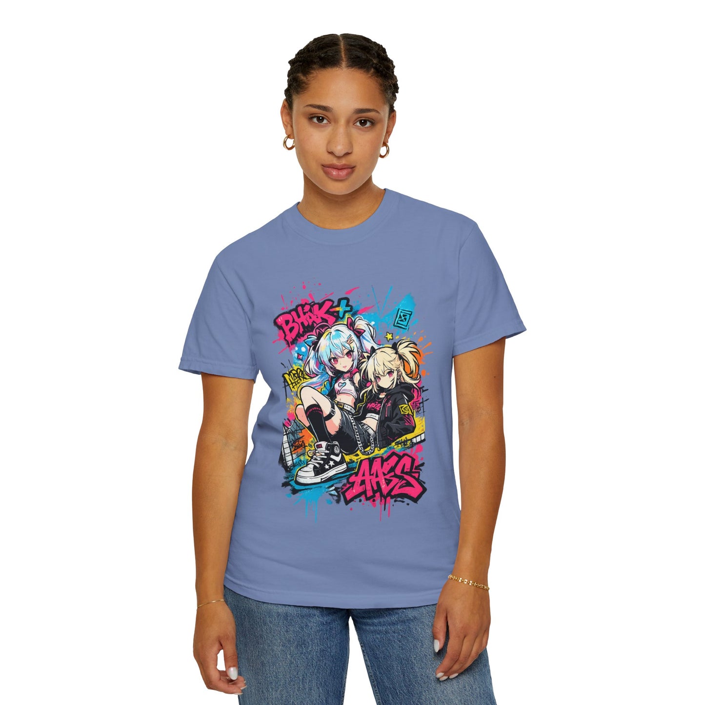 Anime Streetwear T-Shirt — 'Bucks & Sakes' Graffiti Girls Graphic Tee