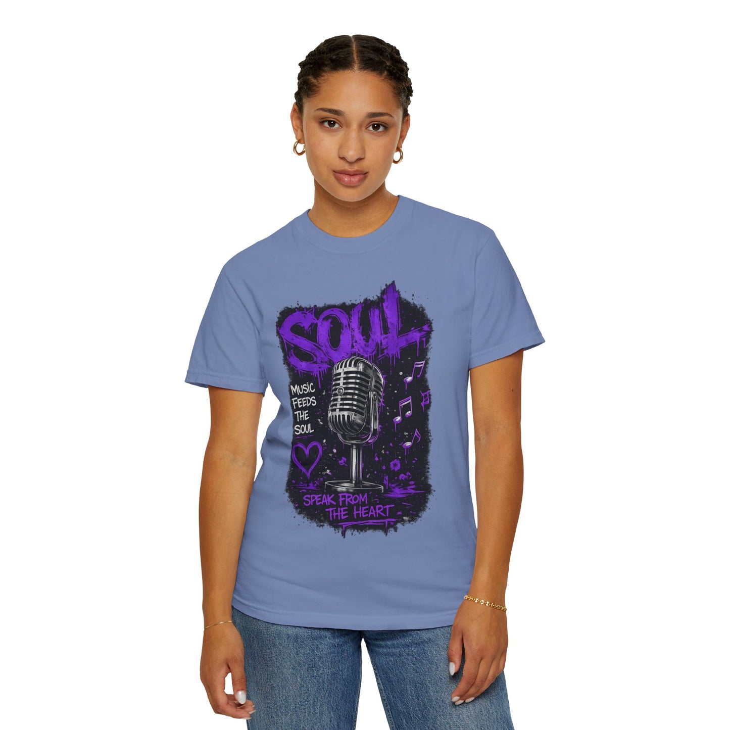 Soul Microphone T-Shirt — "Music Feeds the Soul" Vintage Mic Tee