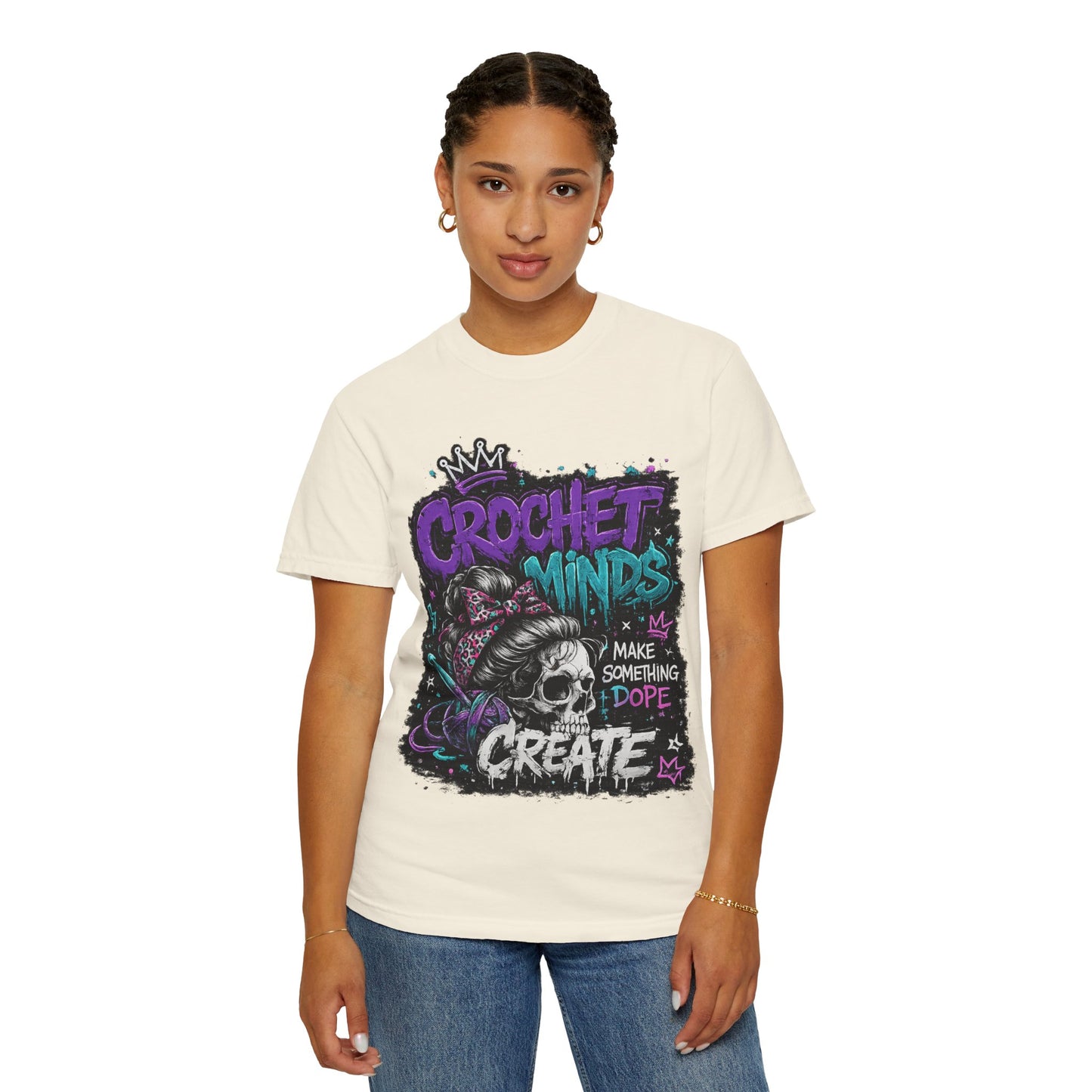 Crochet Minds 'Make Something Dope' Graphic T-Shirt — Edgy Crochet Skull Tee
