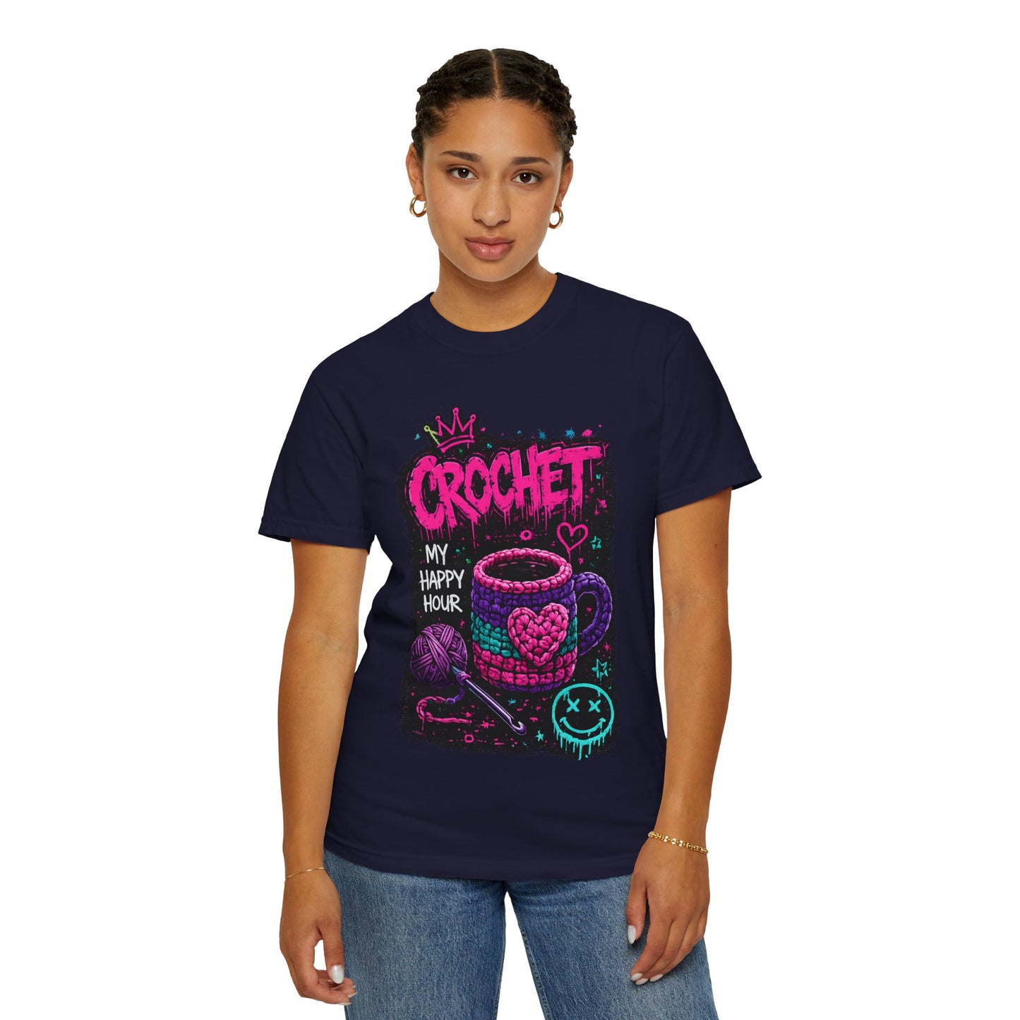 Crochet My Happy Hour T-Shirt — Funny Crochet Lover Tee