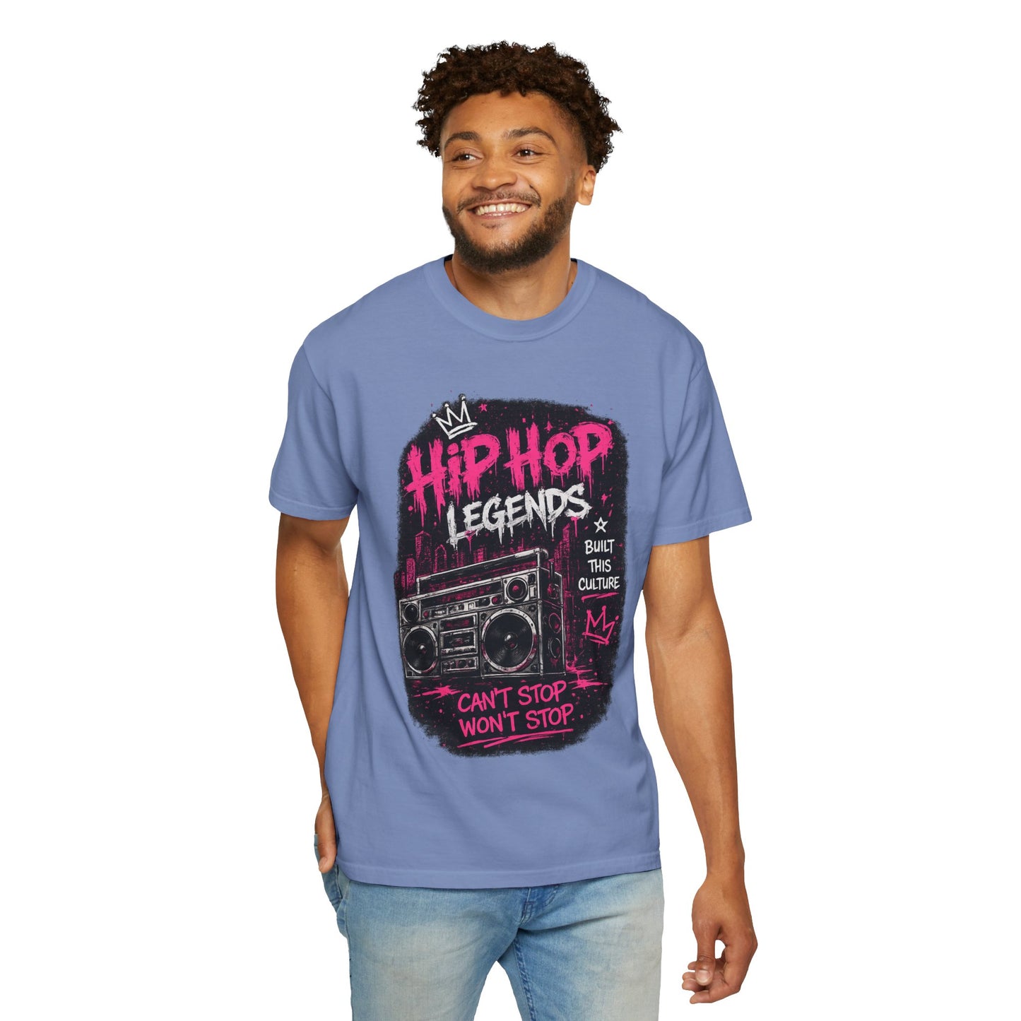 Hip Hop Legends Music T-Shirt — Can't Stop Won't Stop Retro Boombox Tee