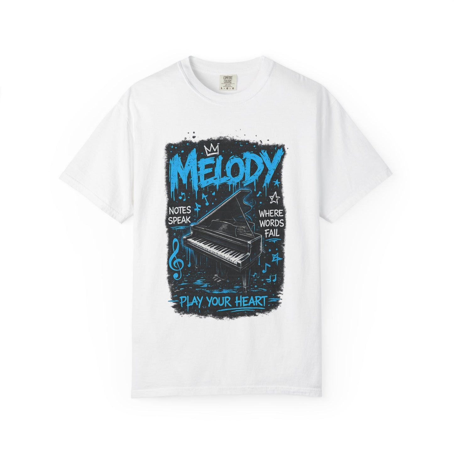 Melody Piano Graphic T-Shirt — "Play Your Heart" Music Lover Tee