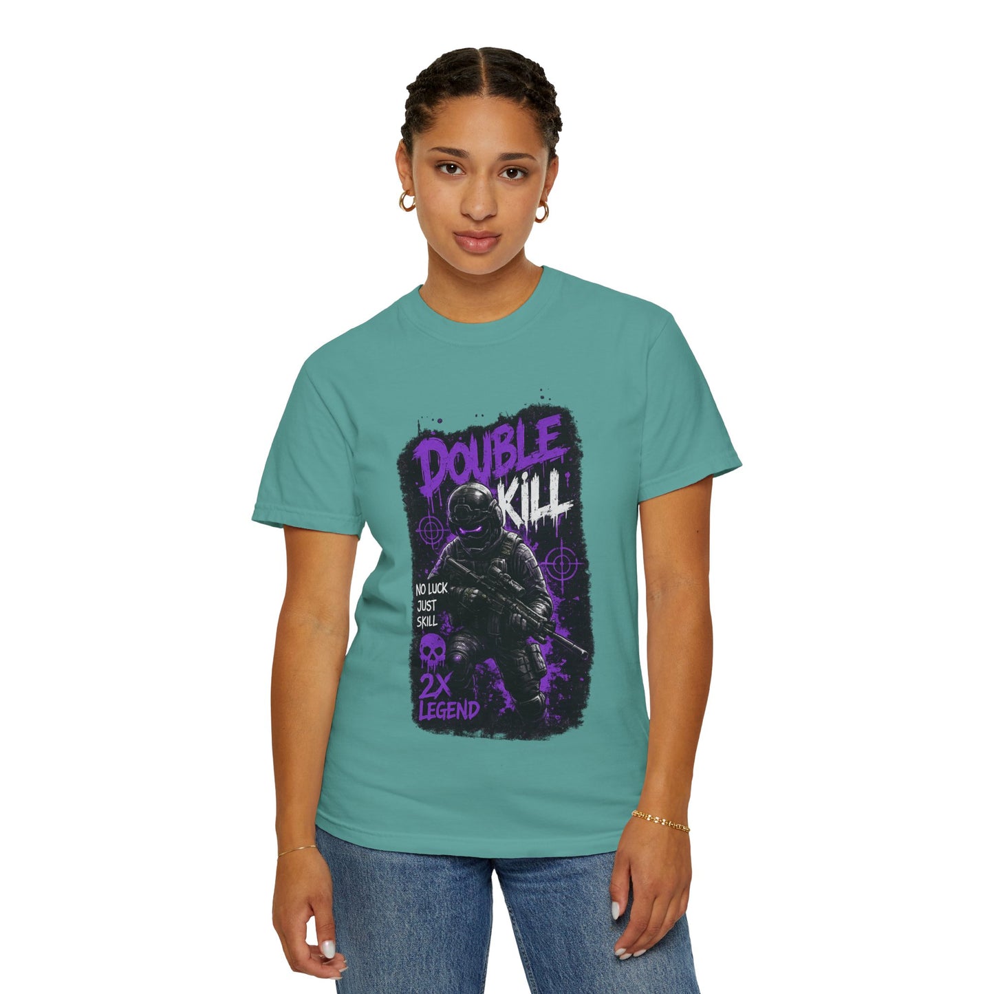 Double Kill Gamer T-Shirt — Retro Neon FPS Graphic Tee