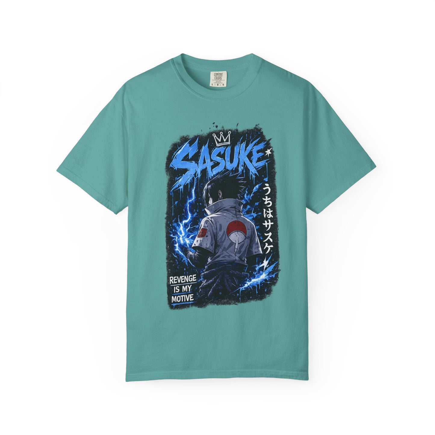 Sasuke Lightning Graphic T-Shirt — "Revenge Is My Motive" Anime Tee