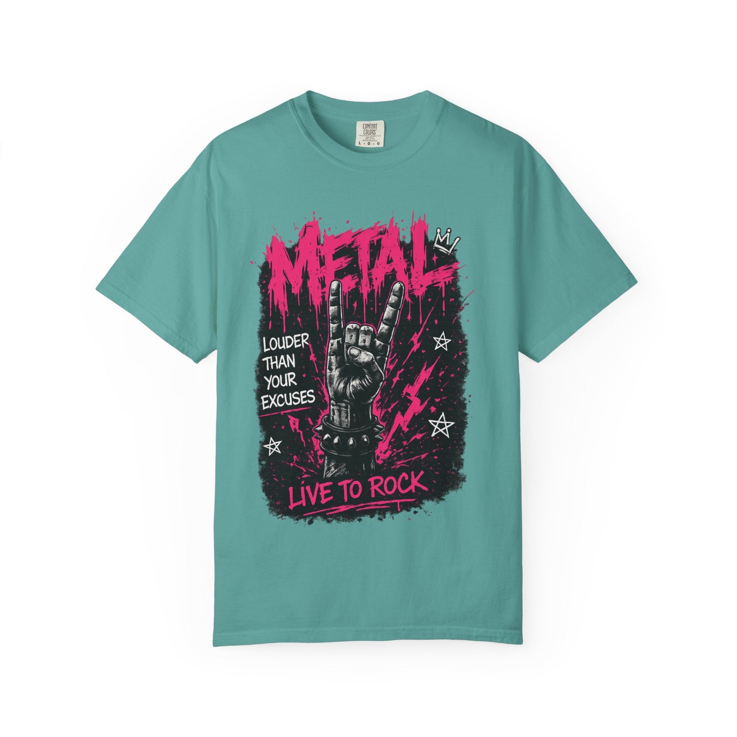 Metal "Live to Rock" T-Shirt — Louder Than Your Excuses Music Graphic Tee