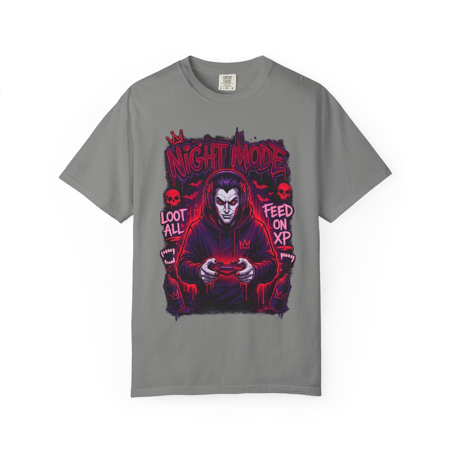Night Mode Gamer Skeleton hoodie T-Shirt | Loot All Feed on XP