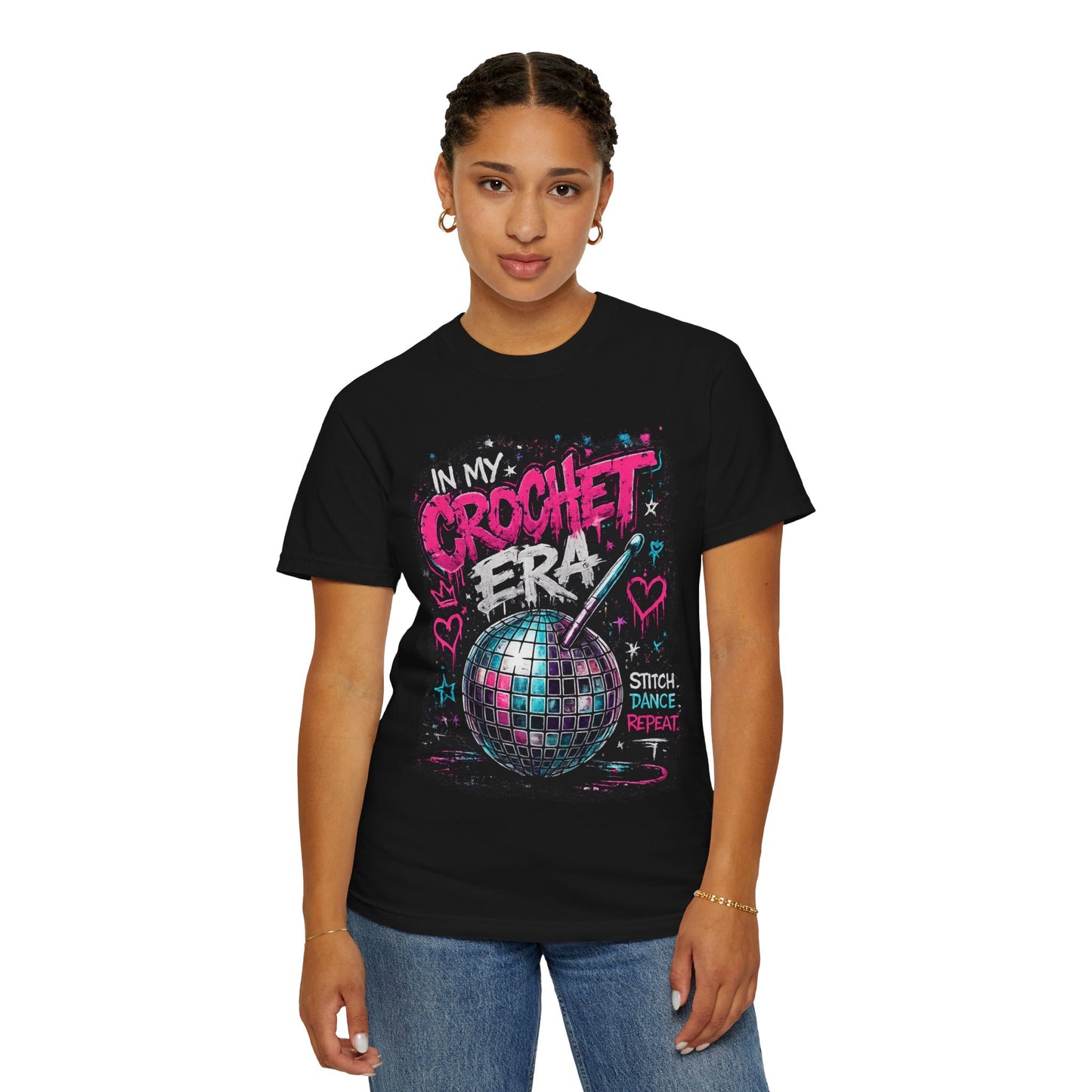 In My Crochet Era T-Shirt — Retro Disco Crochet Graphic Tee