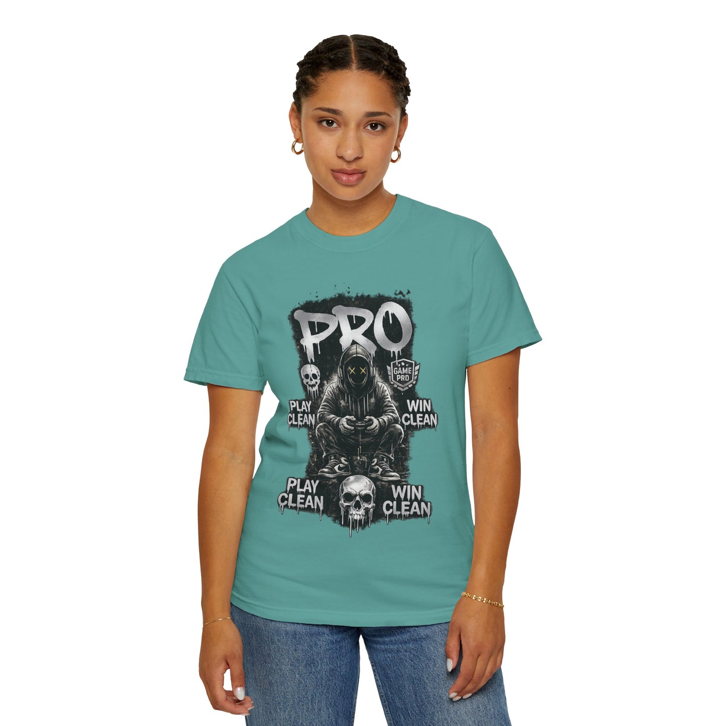 Pro Gamer Grim Reaper T-shirt | Play Clean Win Clean, Skull Controller Design