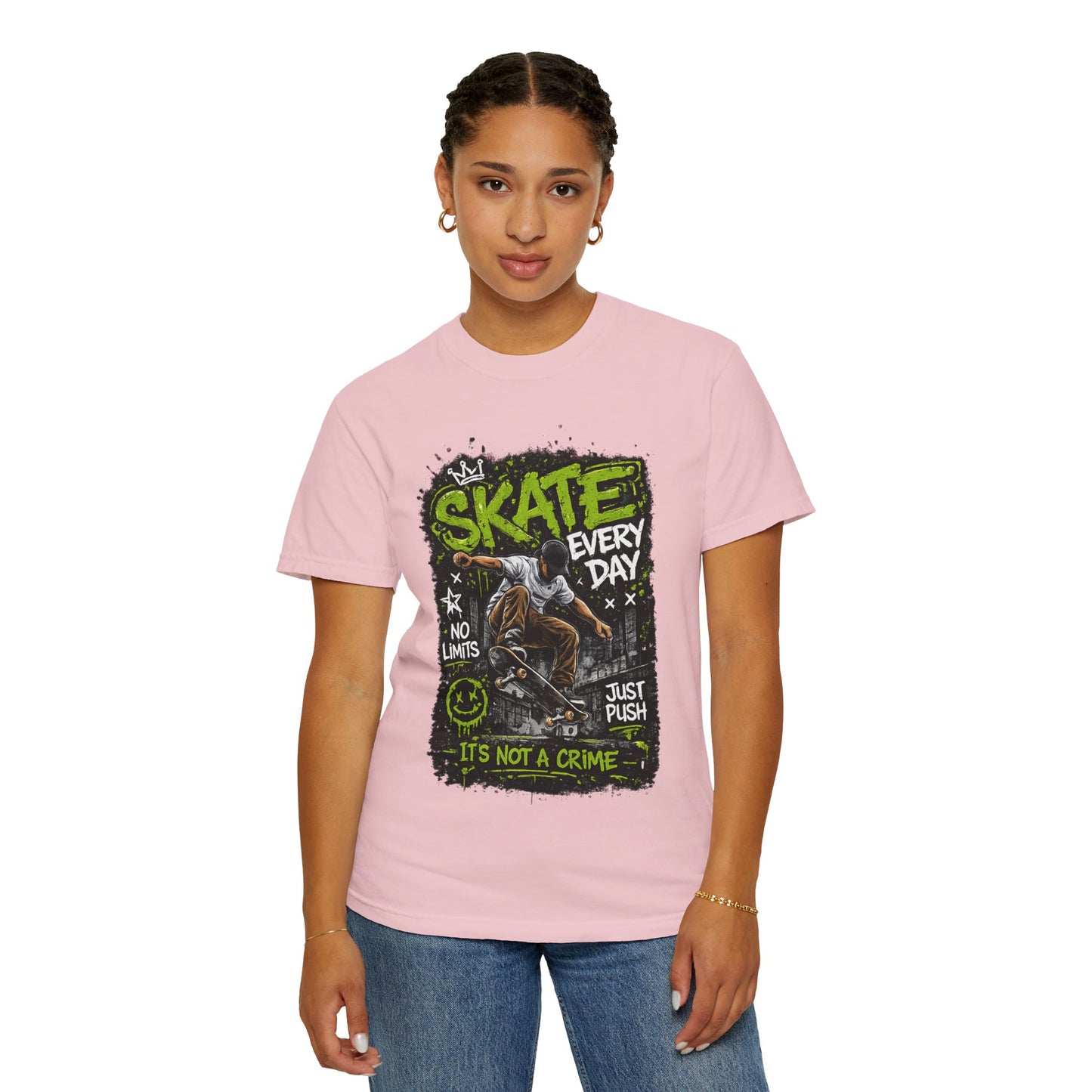 Skate Every Day Graphic T-Shirt — "It's Not a Crime" Skateboard Tee