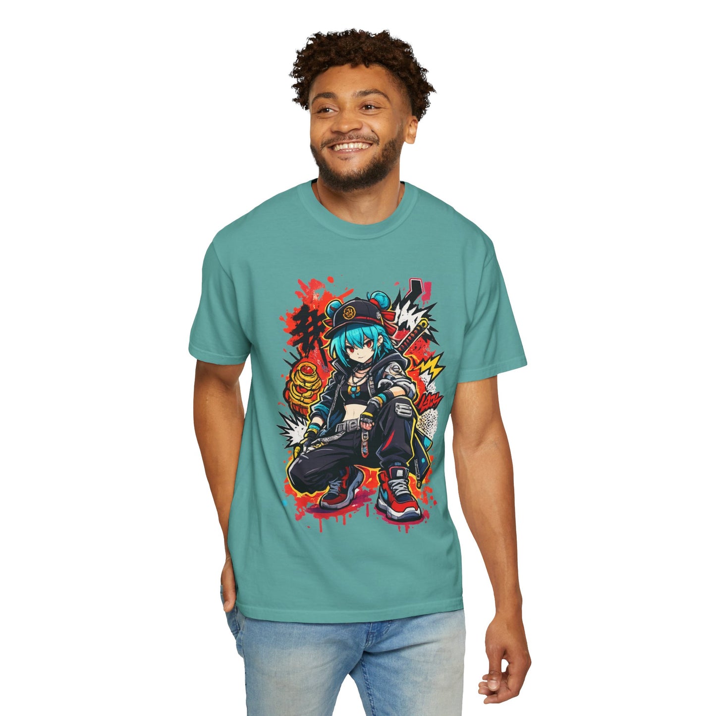 Anime Streetwear T-Shirt — Cool Girl Squatting Graphic Tee