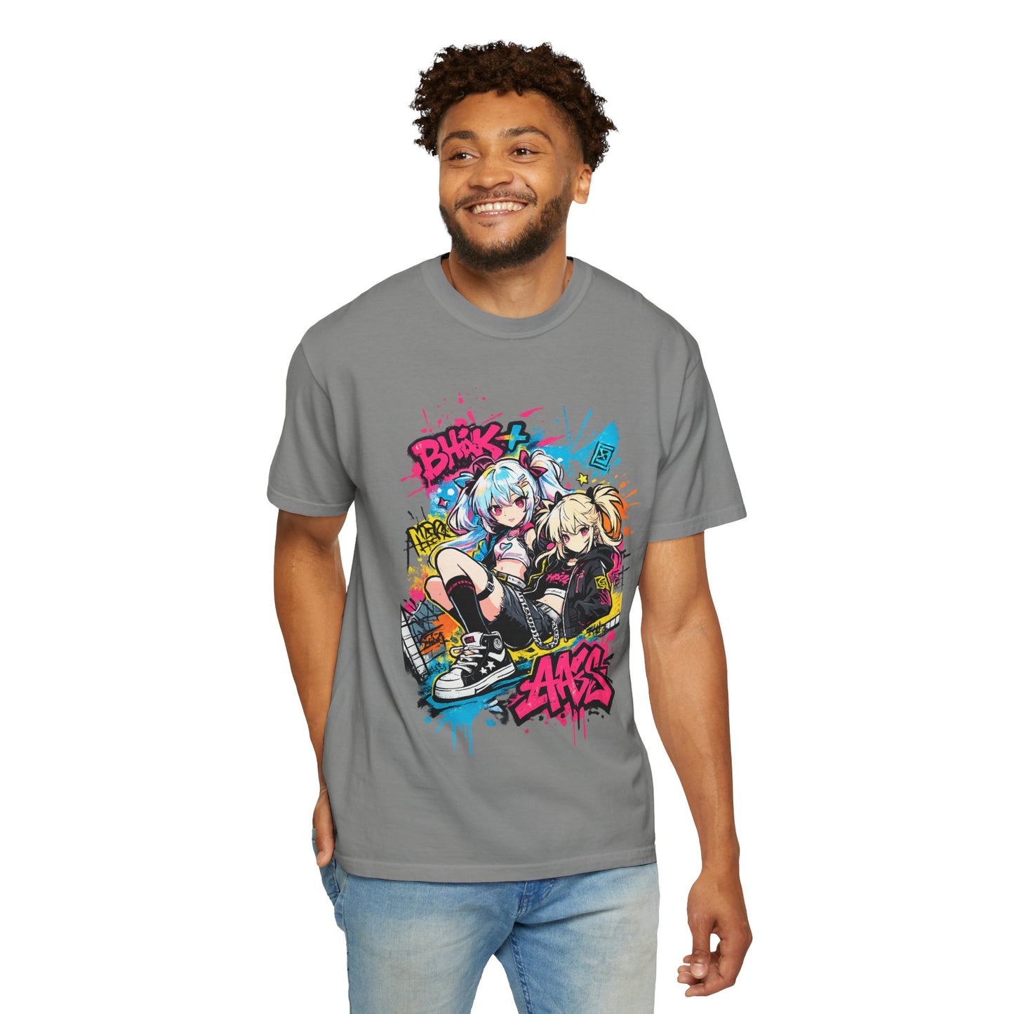 Anime Streetwear T-Shirt — 'Bucks & Sakes' Graffiti Girls Graphic Tee