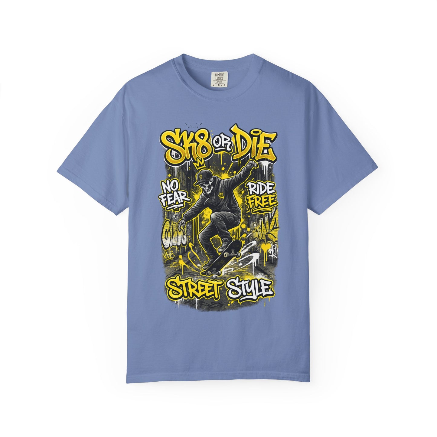Skate or Die Street Style T-Shirt — Skateboard No Fear, Ride Free Graphic Tee