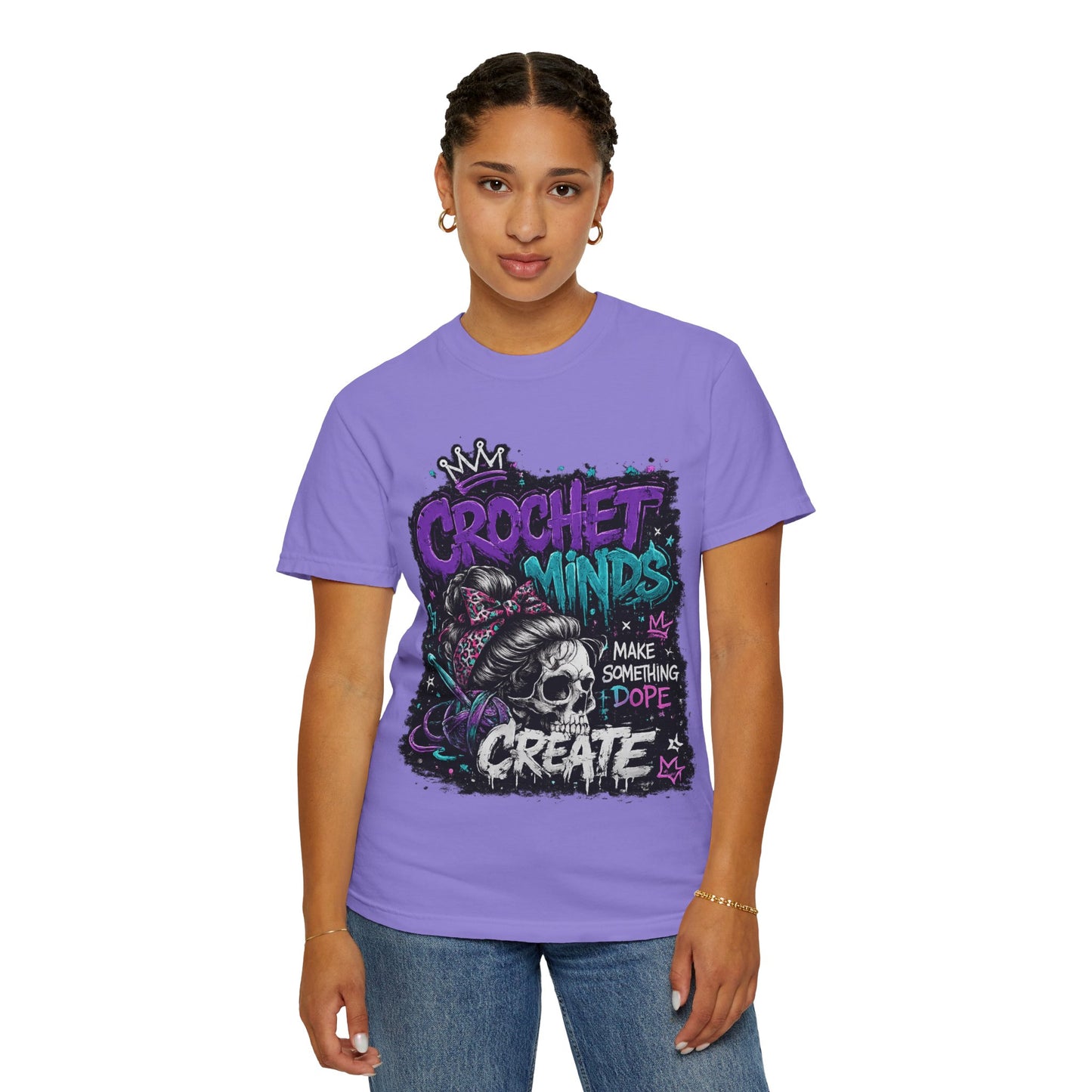 Crochet Minds 'Make Something Dope' Graphic T-Shirt — Edgy Crochet Skull Tee