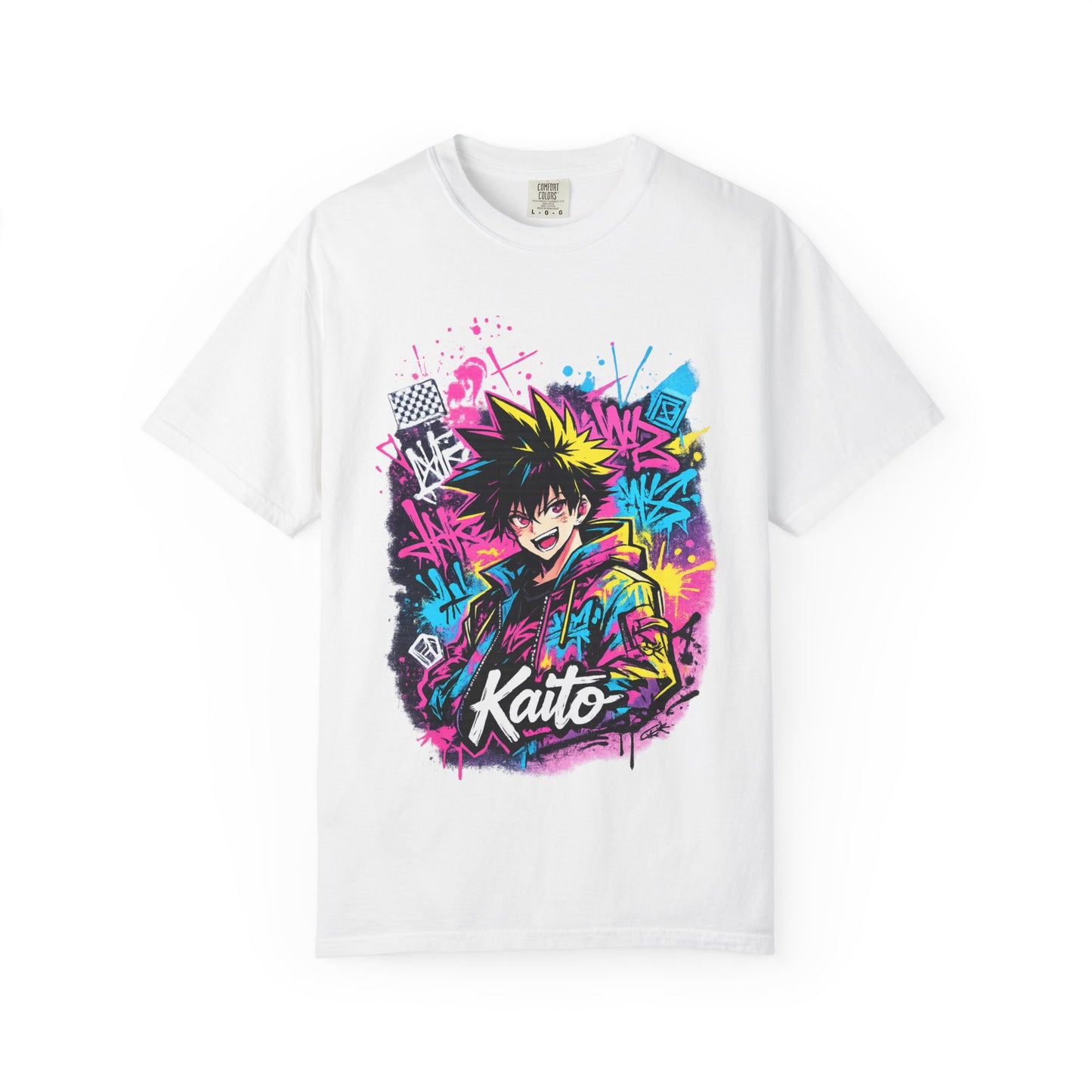 Kaito Anime Streetwear T-Shirt — Neon Graffiti Character Tee