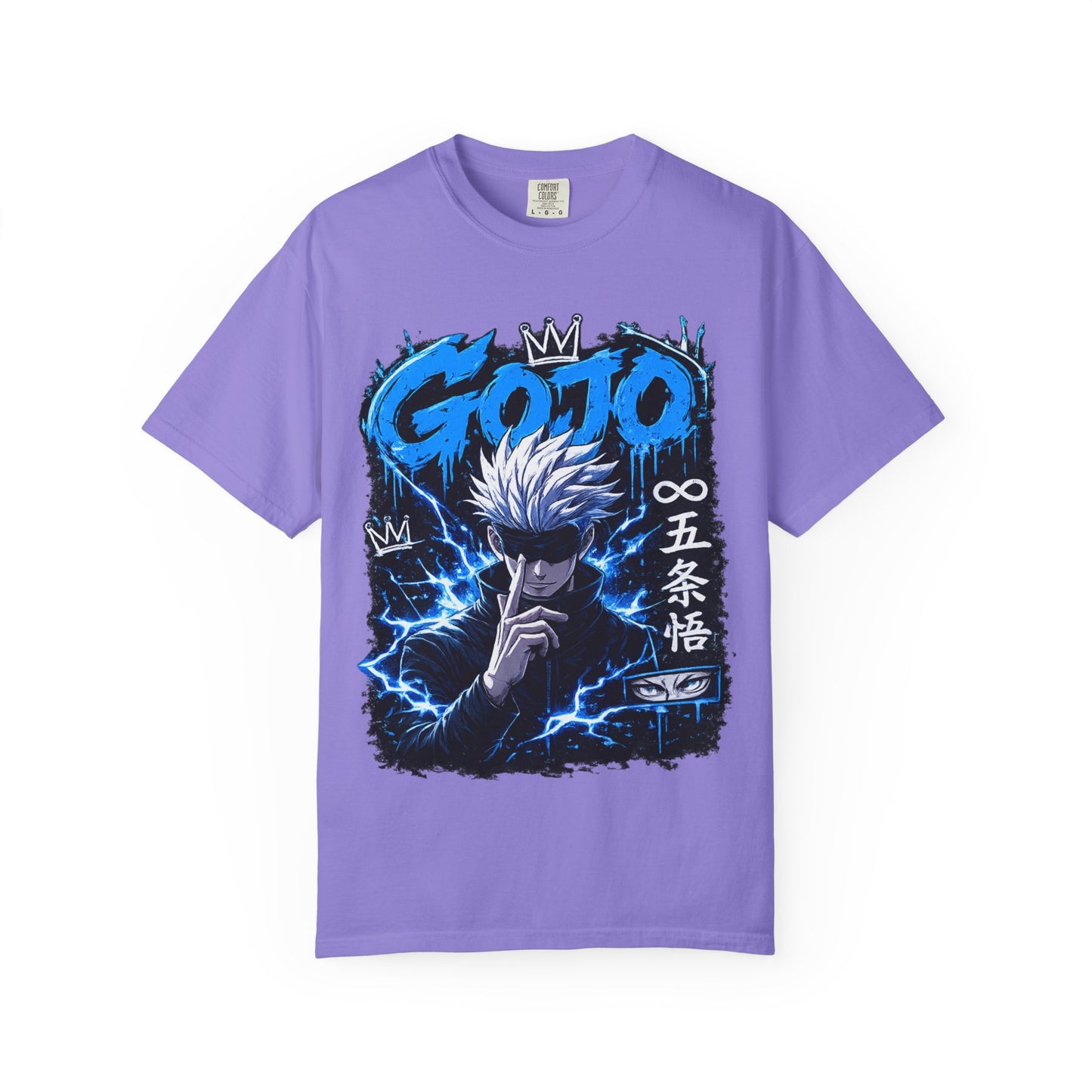 Gojo Satoru Anime T-Shirt — Blue Lightning Graphic Tee