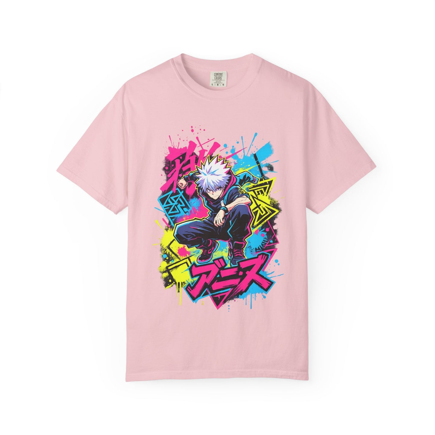Anime Graphic T-Shirt — Vibrant Neon Jujutsu Kaisen Style Design