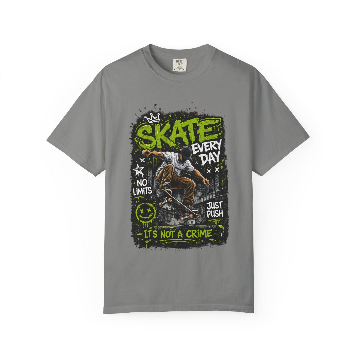 Skate Every Day Graphic T-Shirt — "It's Not a Crime" Skateboard Tee