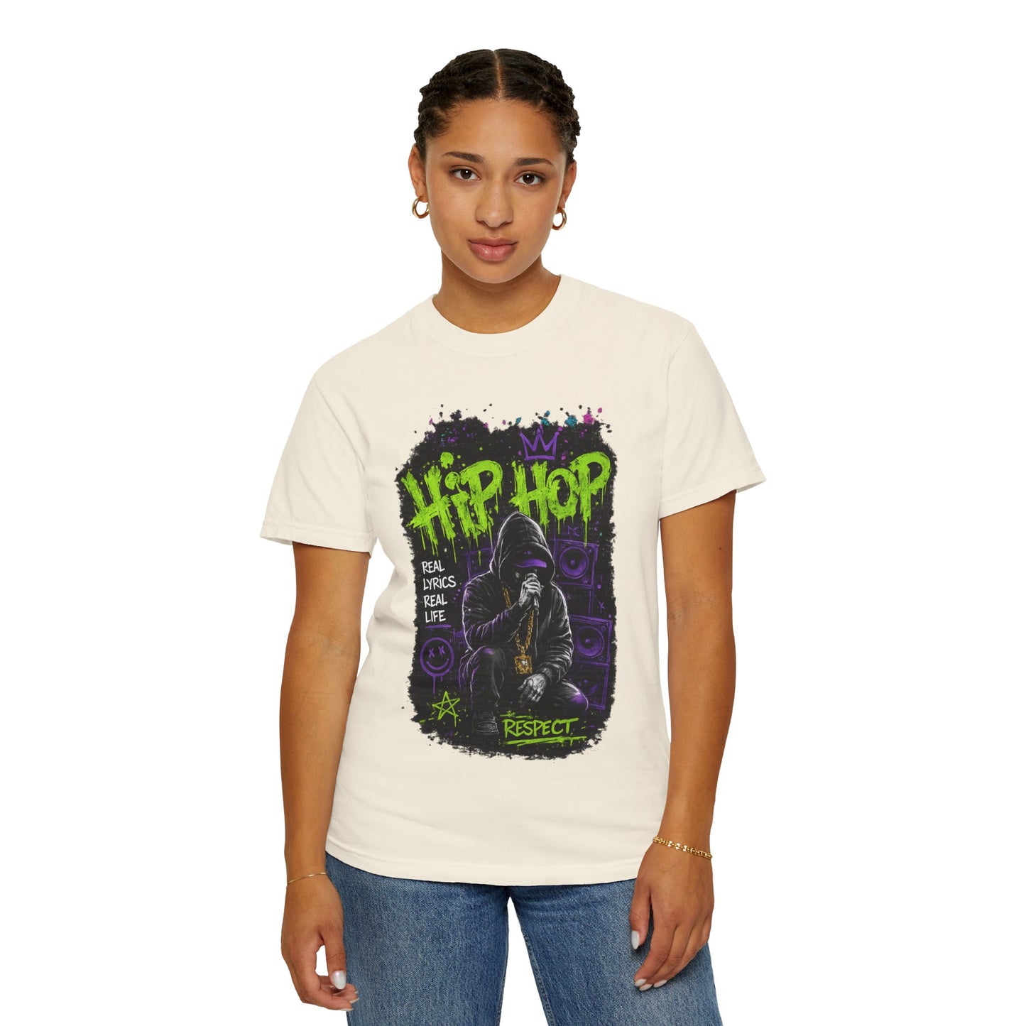 Hip Hop Respect T-Shirt — Graffiti Rap Streetwear Tee ("Real Lyrics Real Life")