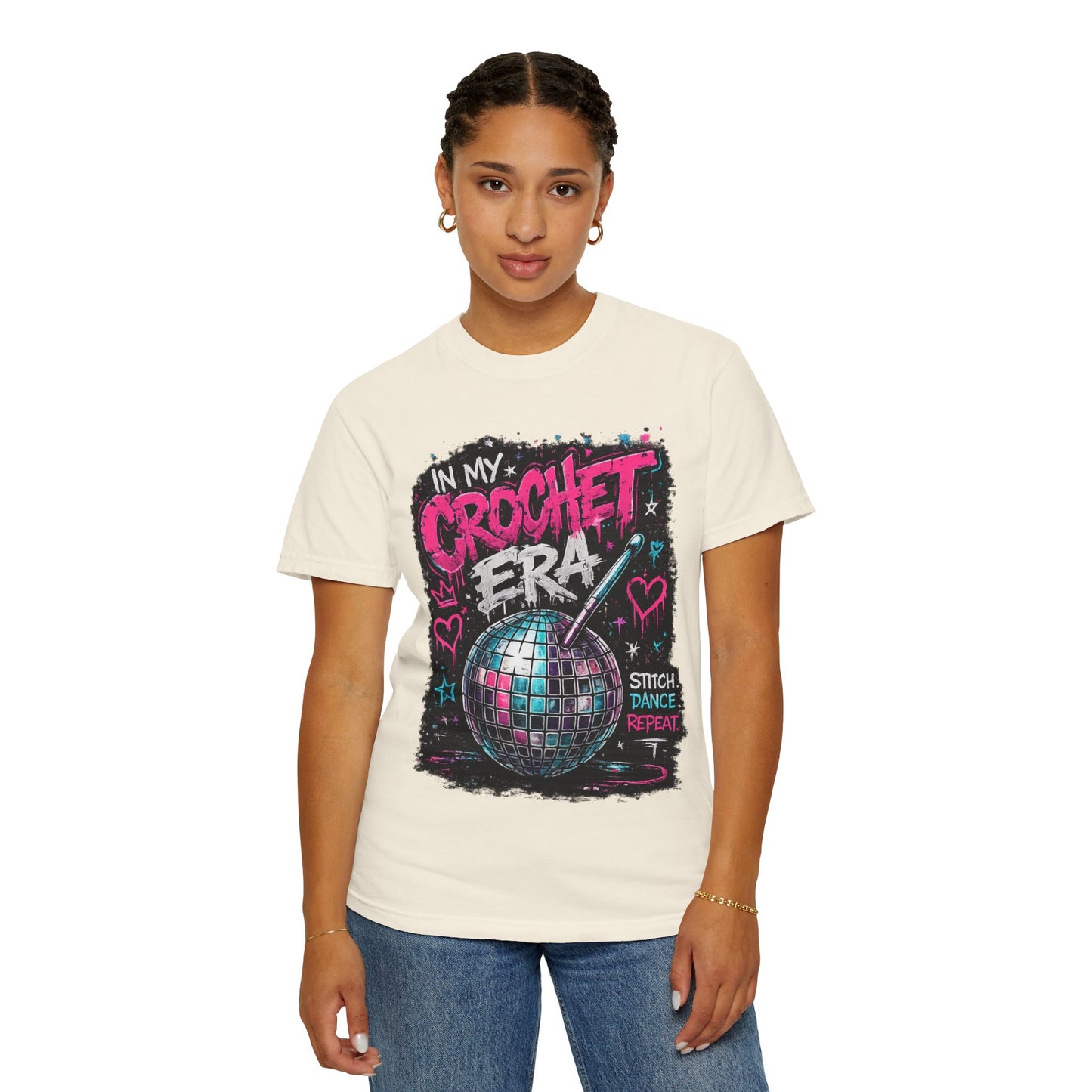 In My Crochet Era T-Shirt — Retro Disco Crochet Graphic Tee