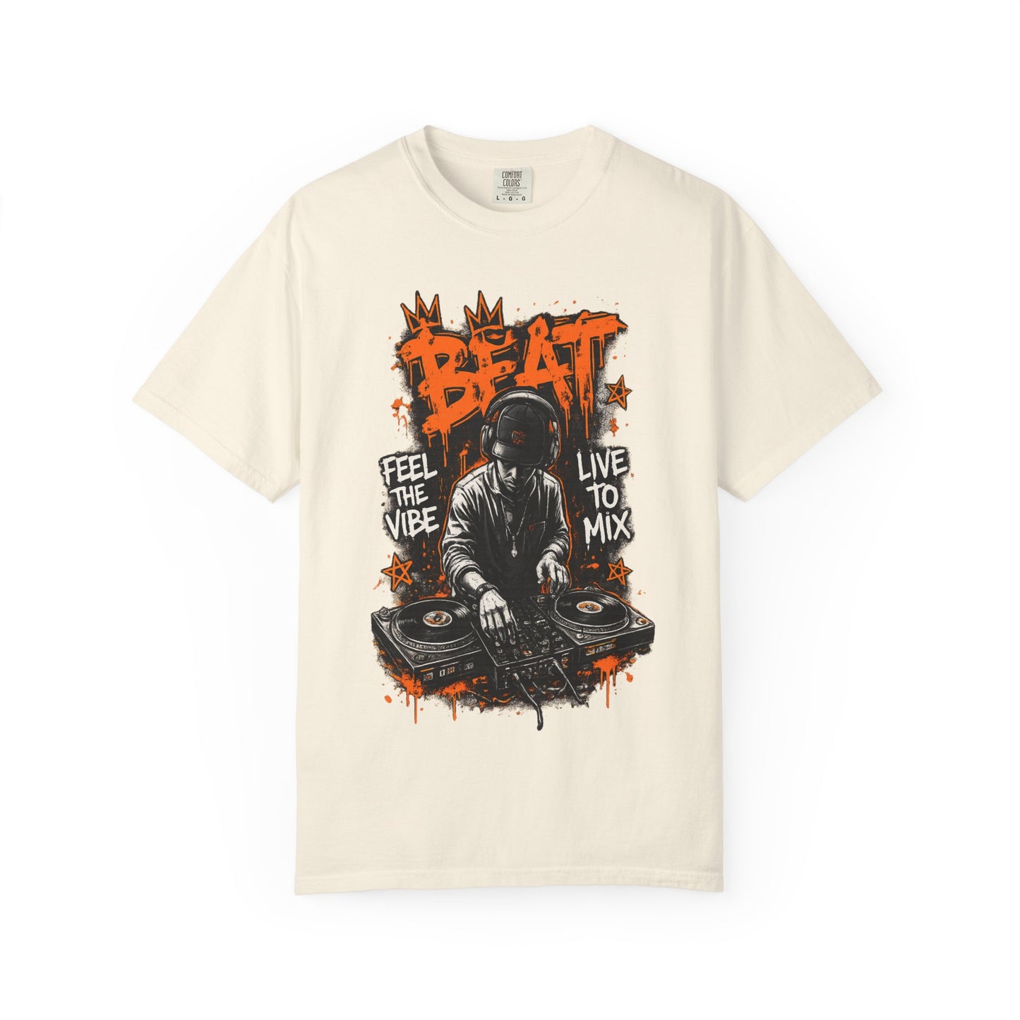 DJ Graffiti Tee – "Beat: Feel the Vibe, Live to Mix" Music Producer T-Shirt
