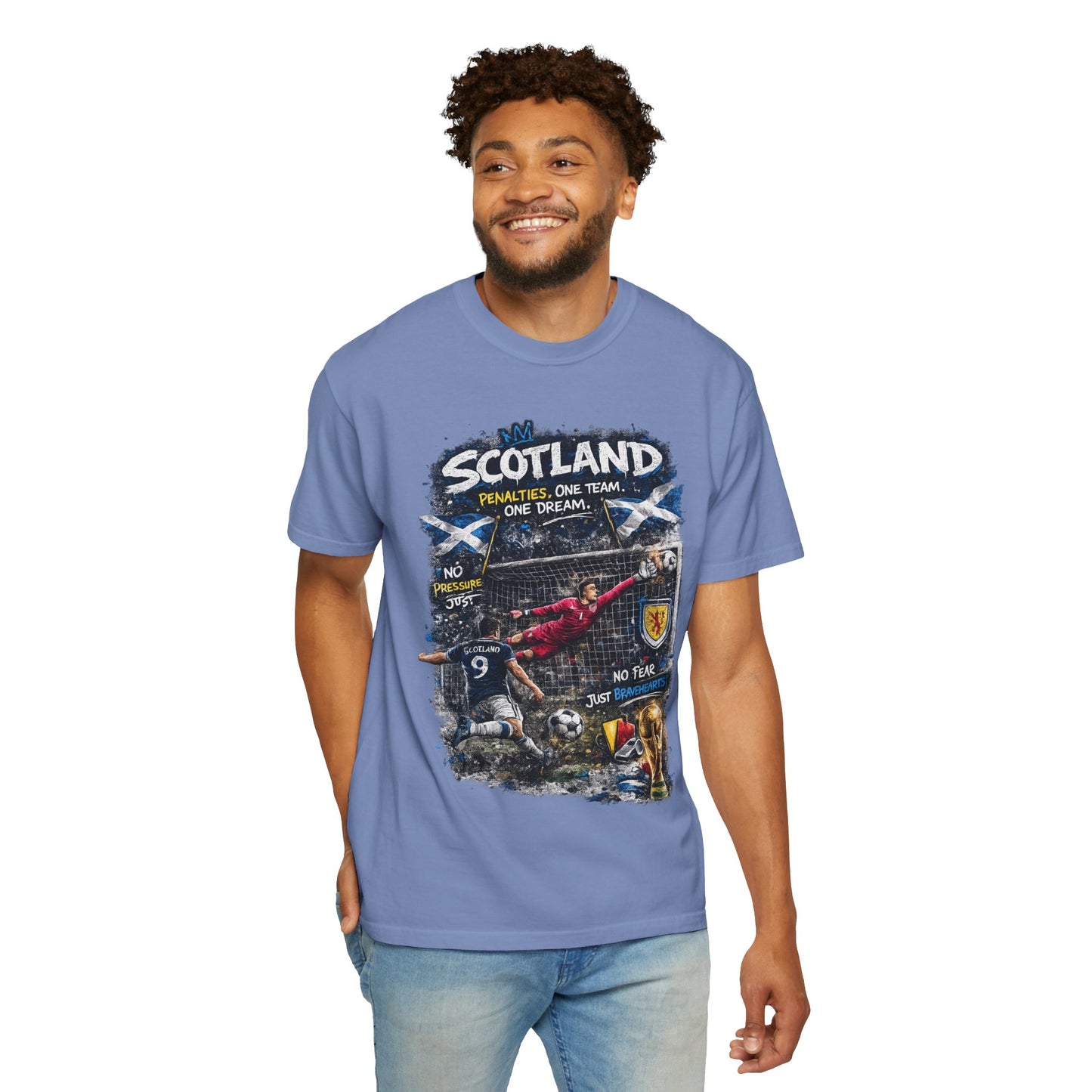 Scotland Football Montage T-shirt | Soccer Scottish Crest, Goalkeeper Dive